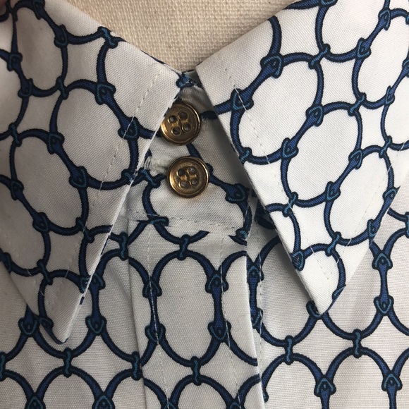 Talbots, size 4, tailored, wrinkle resistant blouse w/horse harness design - Picture 2 of 8